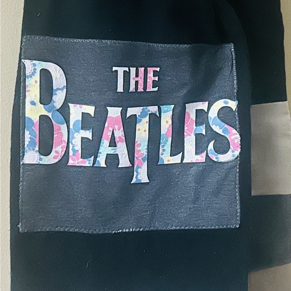 The Beatles flannel scarf black and gray repurposed tee - Picture 3 of 5